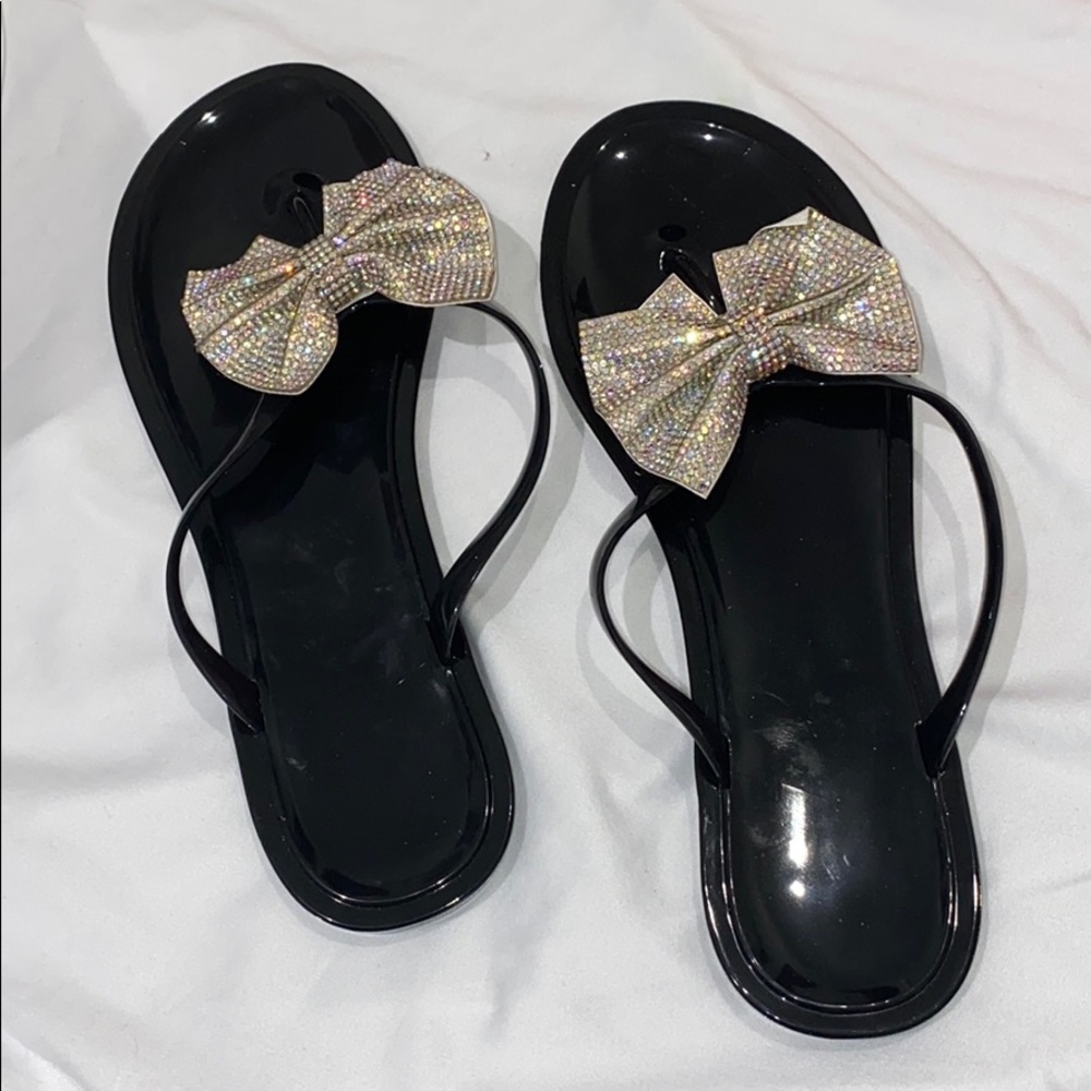 Rhinestone Bow Flip Flops
